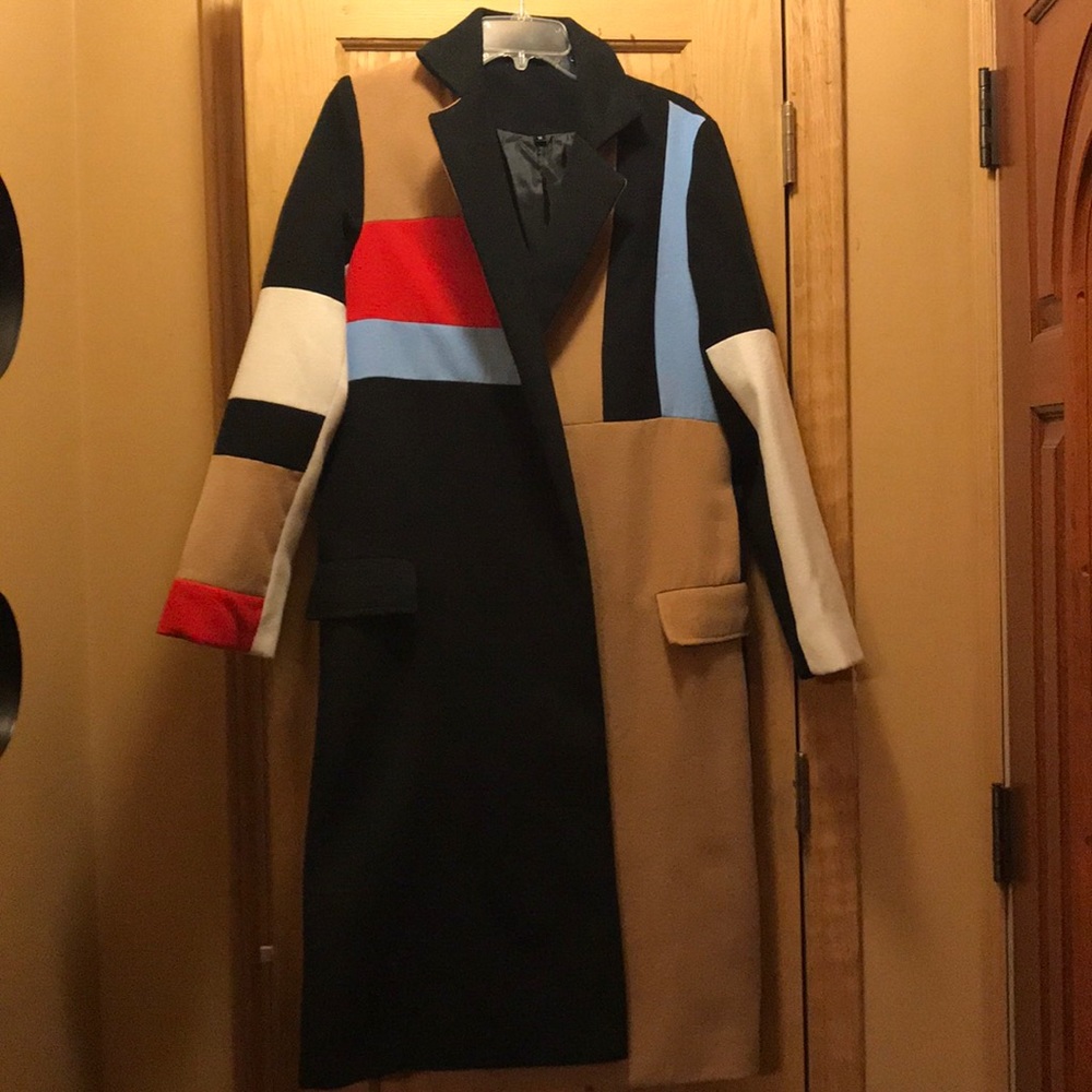 Color block trench coat